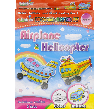 Bong bóng tô màu trang trí hình máy bay + trực thăng
