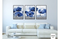 Bộ 3 Tranh Blue Flower-Thế giới đồ gia dụng HMD