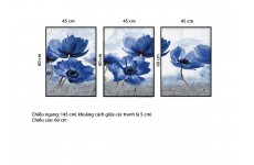 Bộ 3 Tranh Blue Flower-Thế giới đồ gia dụng HMD