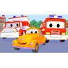 Bong bóng tô màu trang trí hình xe cảnh sát + xe cứu thương-Thế